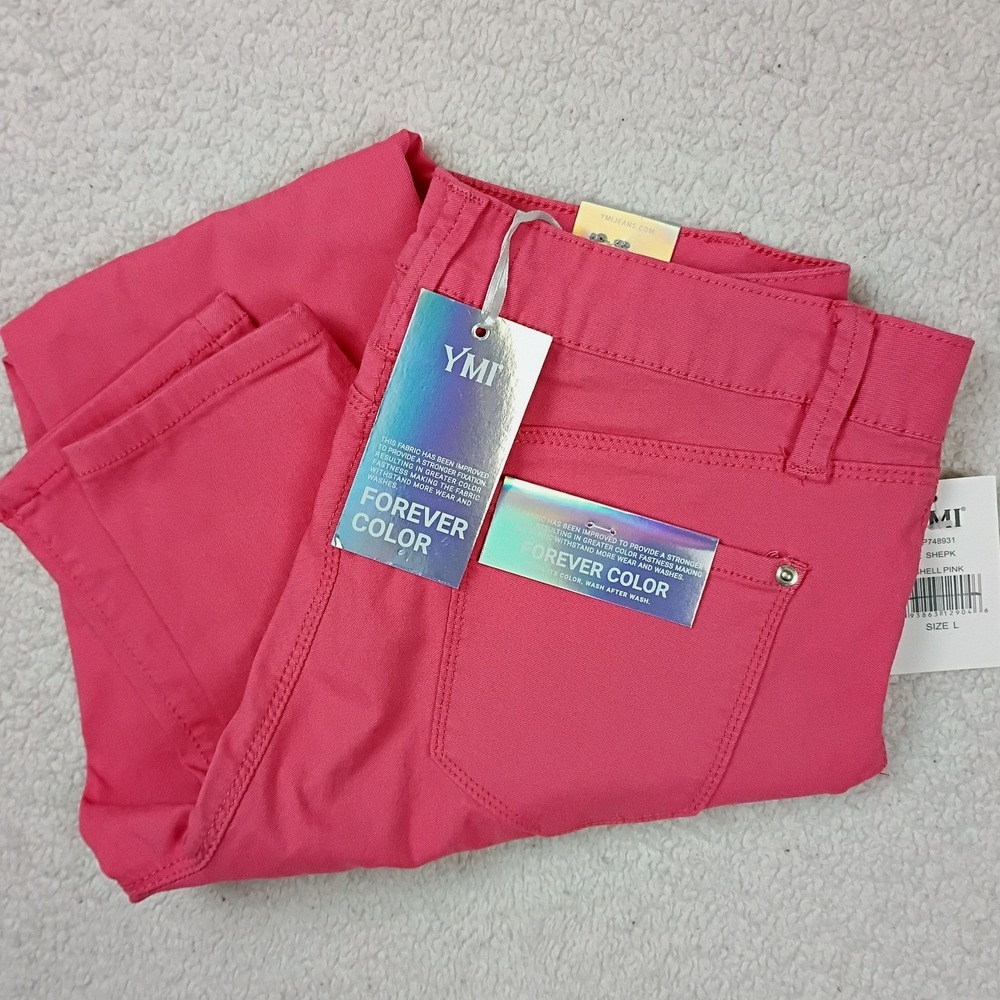 YMI Skinny Pants Women Size L 31X29 Shell Pink Forever Color Hyper Stretch